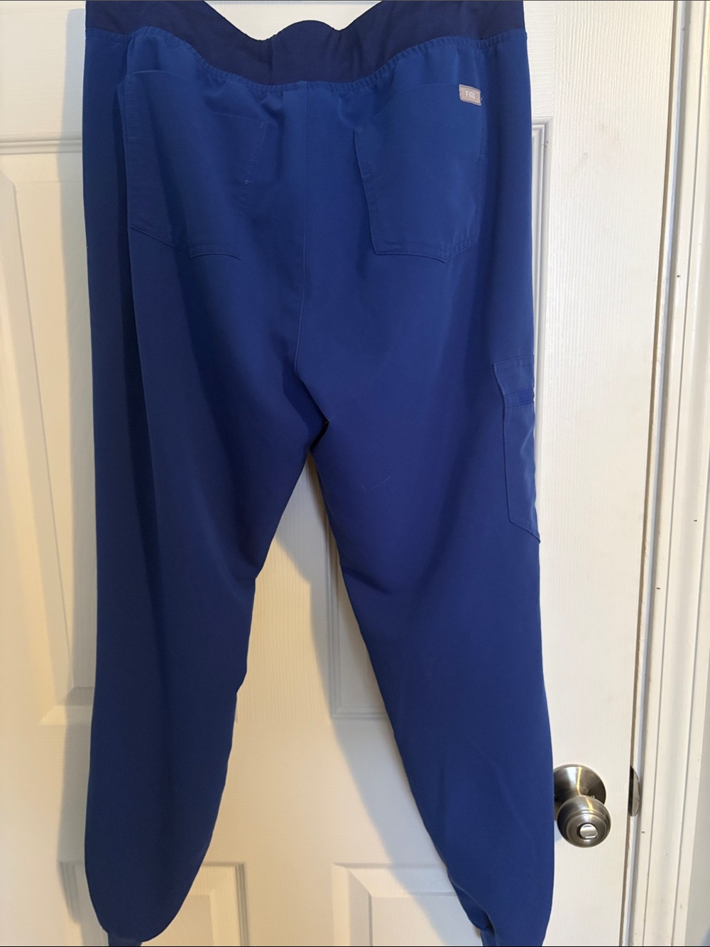 Women’s Electric Blue Jogger Scrub Pants with Neon Drawstring - Picture 3 of 4
